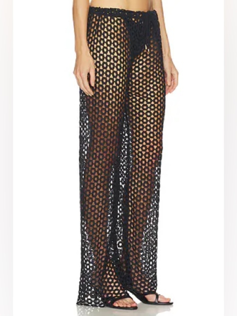 IFashion Black Netted Sheer Beach Pants